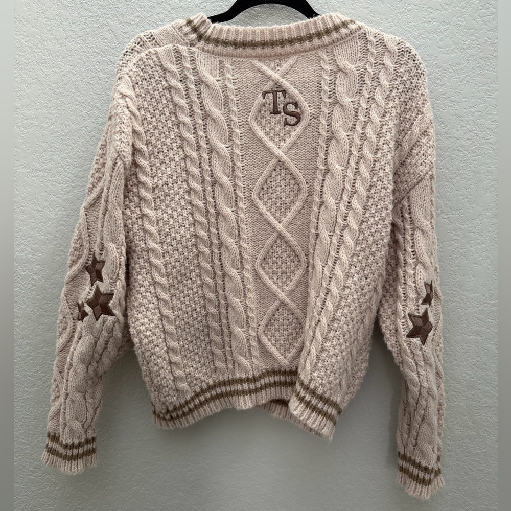 Taylor Swift The Tortured Poets Department Cardigan XS SM Cream Brown TTPD Merch - Picture 4 of 4